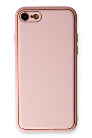 CepteToptan iPhone 7 Kılıf Coco Deri Silikon Kapak - Pudra - DROPX6818-6064