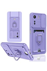 CepteToptan Xiaomi Redmi 13C Kılıf Zuma Kartvizitli Yüzüklü Silikon - Lila - DROPX1491-8524