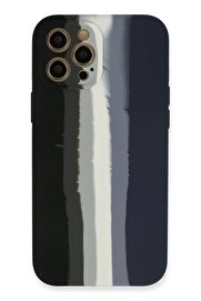 CepteToptan iPhone 12 Pro Kılıf Ebruli Lansman Silikon - Siyah-Lacivert - DROPX2126-7791