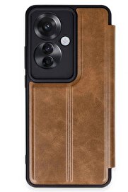 CepteToptan Oppo Reno 11F Kılıf Flip Cover - Taba - DROPX6598-4831
