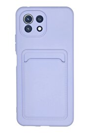 CepteToptan Xiaomi Mi 11 Kılıf Kelvin Kartvizitli Silikon - Lila - DROPX4696-2642