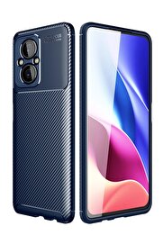CepteToptan Xiaomi Poco M5 Kılıf Auto Focus Karbon Kapak - Lacivert - DROPX1034-3105