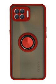 CepteToptan Oppo Reno 4 Lite Kılıf Montreal Yüzüklü Silikon Kapak - Kırmızı - DROPX7450-9910
