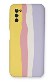 CepteToptan Samsung Galaxy A03S Kılıf Ebruli Lansman Silikon - Sarı-Mavi - DROPX4822-9367