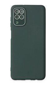 CepteToptan Samsung Galaxy A22 Kılıf Lansman Glass Kapak - Koyu Yeşil - DROPX3375-7623