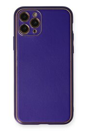 CepteToptan iPhone 11 Pro Kılıf Coco Deri Silikon Kapak - Mor - DROPX7417-7522