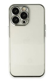 CepteToptan iPhone 14 Pro Max Kılıf Lensli Silikon - Gümüş - DROPX5804-7818