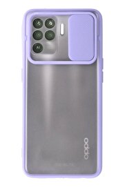 CepteToptan Oppo Reno 5 Lite Kılıf Palm Buzlu Kamera Sürgülü Silikon - Lila - DROPX1263-5063
