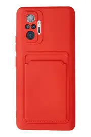 CepteToptan Xiaomi Redmi Note 10 Pro Kılıf Kelvin Kartvizitli Silikon - Kırmızı - DROPX4717-9465