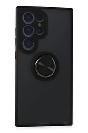 CepteToptan Samsung Galaxy S24 Ultra Kılıf Montreal Yüzüklü Silikon Kapak - Siyah - DROPX5597-3860