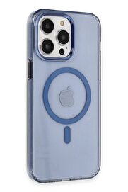 CepteToptan iPhone 13 Pro Max Kılıf Tron Şeffaf Magsafe Kapak - Mavi - DROPX4313-4200