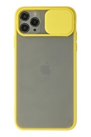 CepteToptan iPhone 11 Pro Max Kılıf Palm Buzlu Kamera Sürgülü Silikon - Sarı - DROPX2251-6970