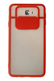 CepteToptan Samsung Galaxy J7 Prime Kılıf Palm Buzlu Kamera Sürgülü Silikon - Kırmız? - DROPX6927-9955