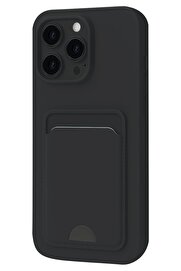 CepteToptan iPhone 16 Pro Kılıf Kelvin Kartvizitli Silikon - Siyah - DROPX9747-5156