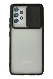 CepteToptan Samsung Galaxy A52 Kılıf Palm Buzlu Kamera Sürgülü Silikon - Siyah - DROPX3742-8337