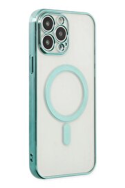 CepteToptan iPhone 14 Pro Max Kılıf Magneticsafe Lazer Silikon - Haki Yeşil - DROPX2275-1644