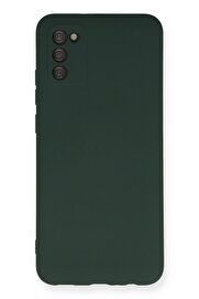 CepteToptan Samsung Galaxy A03S Kılıf Nano içi Kadife Silikon - Koyu Yeşil - DROPX1022-2555