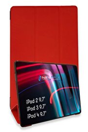 CepteToptan iPad 4 9.7 Kılıf Tablet Smart Kılıf - Kırmızı - DROPX3020-8951
