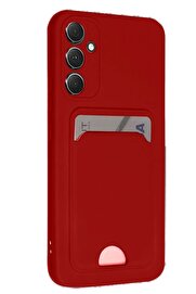 CepteToptan Samsung Galaxy A16 5G Kılıf Kelvin Kartvizitli Silikon - Kırmızı - DROPX4649-7040
