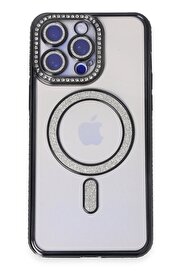 CepteToptan iPhone 14 Pro Kılıf Joke Simli Magneticsafe Kılıf - Siyah - DROPX9749-4416