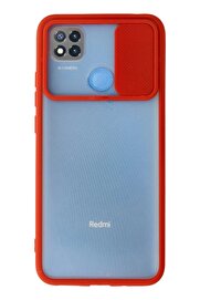 CepteToptan Xiaomi Redmi 9C Kılıf Palm Buzlu Kamera Sürgülü Silikon - Kırmızı - DROPX6415-1390