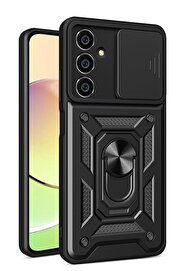 CepteToptan Samsung Galaxy A35 5G Kılıf Pars Lens Yüzüklü Silikon - Siyah - DROPX9281-8239