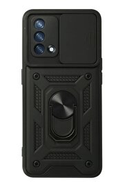 CepteToptan Oppo A74 4G Kılıf Pars Lens Yüzüklü Silikon - Siyah - DROPX1772-9761