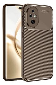 CepteToptan Honor 200 Kılıf Auto Focus Karbon Kapak - Kahverengi - DROPX7005-2060
