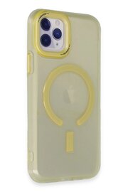 CepteToptan iPhone 11 Pro Max Kılıf Troy Magsafe Kapak - Sarı - DROPX2314-3595