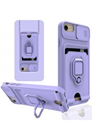 CepteToptan iPhone 6 Kılıf Zuma Kartvizitli Yüzüklü Silikon - Lila - DROPX7275-6994