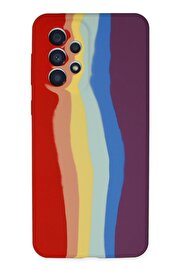 CepteToptan Samsung Galaxy A73 5G Kılıf Ebruli Lansman Silikon - Kırmızı-Mor - DROPX6761-1942