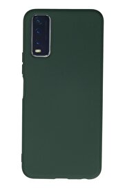 CepteToptan Vivo Y11S Kılıf Nano içi Kadife Silikon - Koyu Yeşil - DROPX3054-8892