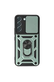 CepteToptan Samsung Galaxy S24 Kılıf Pars Lens Yüzüklü Silikon - Yeşil - DROPX2843-3555
