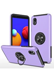 CepteToptan Samsung Galaxy A01 Core Kılıf Elit Yüzüklü Kapak - Mor - DROPX8375-9279