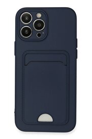 CepteToptan iPhone 13 Pro Max Kılıf Kelvin Kartvizitli Silikon - Lacivert - DROPX8765-7555