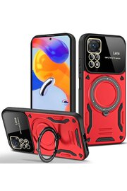 CepteToptan Xiaomi Redmi Note 11 Pro Kılıf Joy Lens Standlı Kapak - Kırmızı - DROPX6301-1744