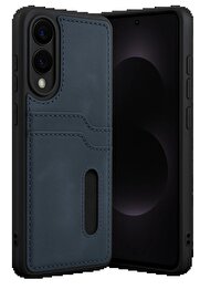 CepteToptan Samsung Galaxy S25 Edge Sara Kartvizitli Deri Kılıf - Lacivert - DROPX4559-7309
