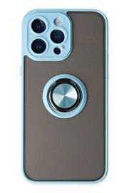 CepteToptan iPhone 14 Pro Max Kılıf Montreal Yüzüklü Silikon Kapak - Buz Mavi - DROPX4496-6463