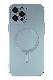 CepteToptan iPhone 12 Pro Max Kılıf Moshi Lens Magneticsafe Silikon - Sierra Blue - DROPX8216-9987