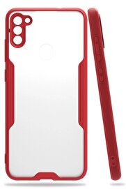 CepteToptan Samsung Galaxy A11 Kılıf Platin Silikon - Kırmızı - DROPX2214-3580
