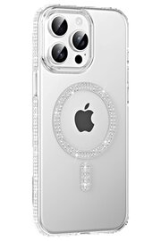CepteToptan Apple iPhone 14 Pro Max Move Taşlı Magsafe Kapak - Gümüş - DROPX3981-1765
