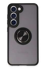 CepteToptan Samsung Galaxy S23 Kılıf Montreal Yüzüklü Silikon Kapak - Siyah - DROPX3575-3438