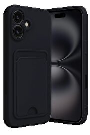 MertUS iPhone 16 Kılıf Kelvin Kartvizitli Silikon - Siyah