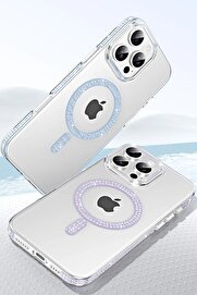 CepteToptan Apple iPhone 14 Pro Max Move Taşlı Magsafe Kapak - Pembe - BRH023386-8393