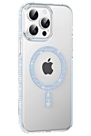 CepteToptan Apple iPhone 15 Pro Move Taşlı Magsafe Kapak - Mavi - DROPX2296-8518