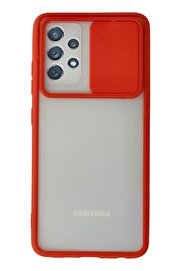 CepteToptan Samsung Galaxy A52 Kılıf Palm Buzlu Kamera Sürgülü Silikon - Kırmızı - DROPX6808-5486