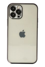 CepteToptan iPhone 12 Pro Kılıf Lensli Silikon - Siyah - DROPX4296-3715