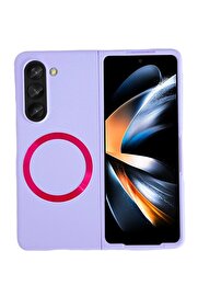 CepteToptan Samsung Galaxy Z Fold 5 Kılıf Mata Fold Kapak - Lila - DROPX2871-2012