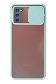 CepteToptan Samsung Galaxy A03S Kılıf Palm Buzlu Kamera Sürgülü Silikon - Turkuaz - DROPX1801-6962