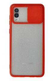 CepteToptan Samsung Galaxy A02 Kılıf Palm Buzlu Kamera Sürgülü Silikon - Kırmızı - DROPX2646-3322